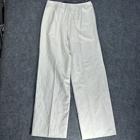 Talbots Collection Pants Womens 12 Beige Linen Blend Wide Leg Trouser NEW - Picture 6 of 8